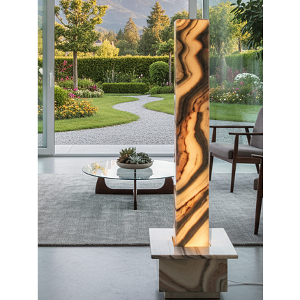 Zimmerbrunnen aus Sölker Marmor - eine Wassersäule die alle 4 Element in sich vereint. 