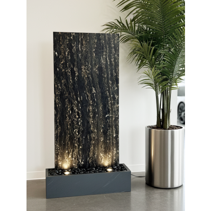 Wasserwand Medivo Portoro - exklusive Naturstein Wasserwand aus dem edlen Marmor Nero Portoro Gold