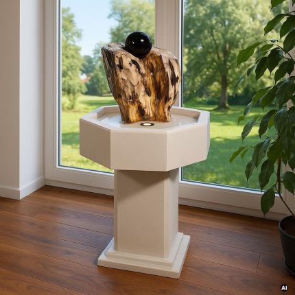 Natursteinbrunnen Versteinertes Holz